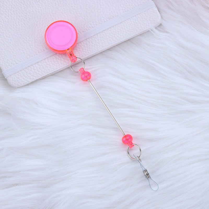 Wholesale Beadable Badge Reels Identification Easy To Pull Buckle DIY Beaded Plastic Keychain